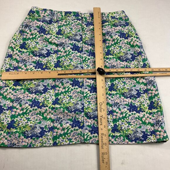 Talbots Floral Pencil Skirt Vibrant Garden Print Career Classic Cotton Size 4 - Picture 4 of 9